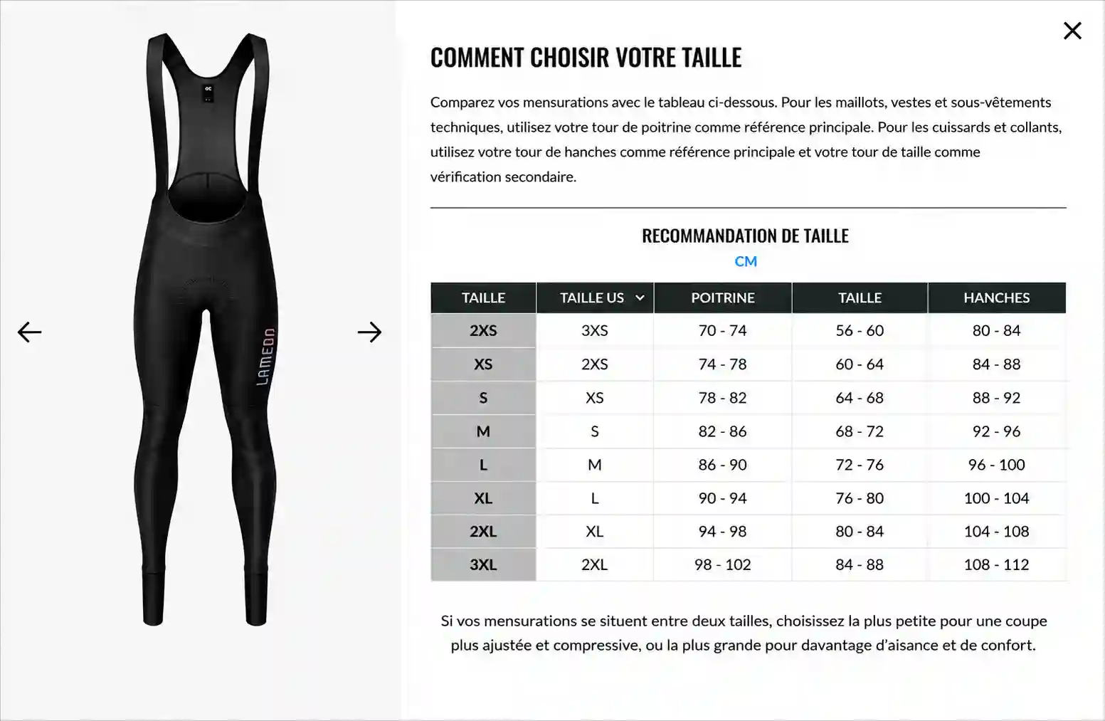 Cuissard long femme guide des tailles