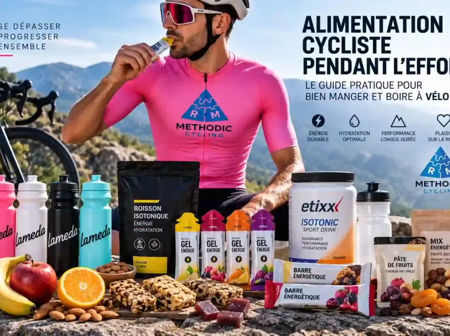 Photo alimentation cycliste pendant l'effort